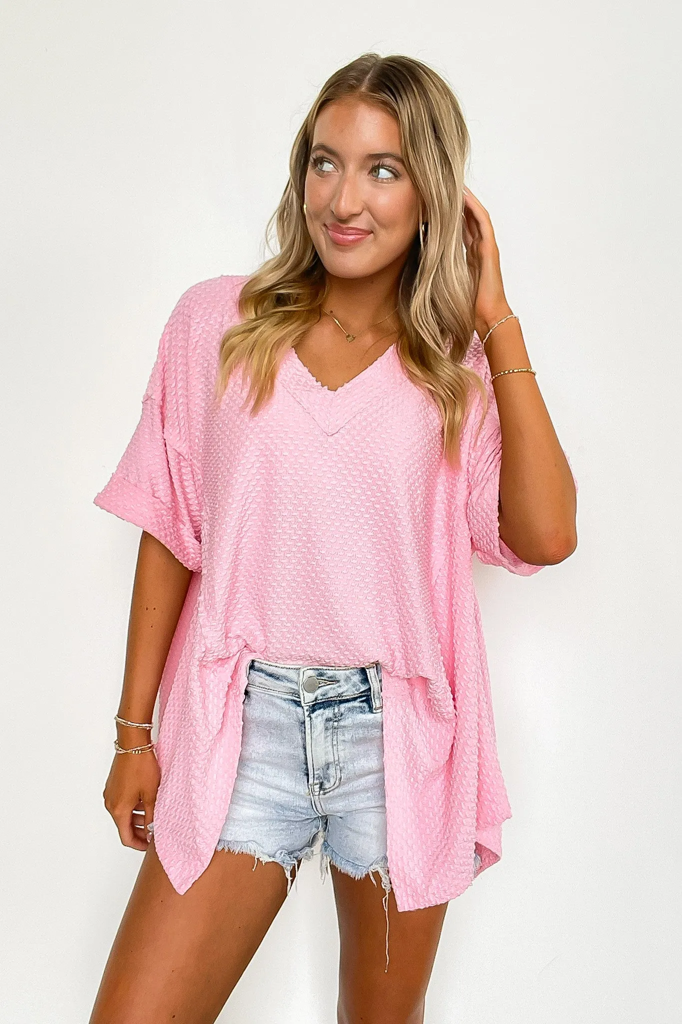 Salt and Sol Dotted Jacquard Knit Short Sleeve Top - FINAL SALE sold by Madison + Mallory