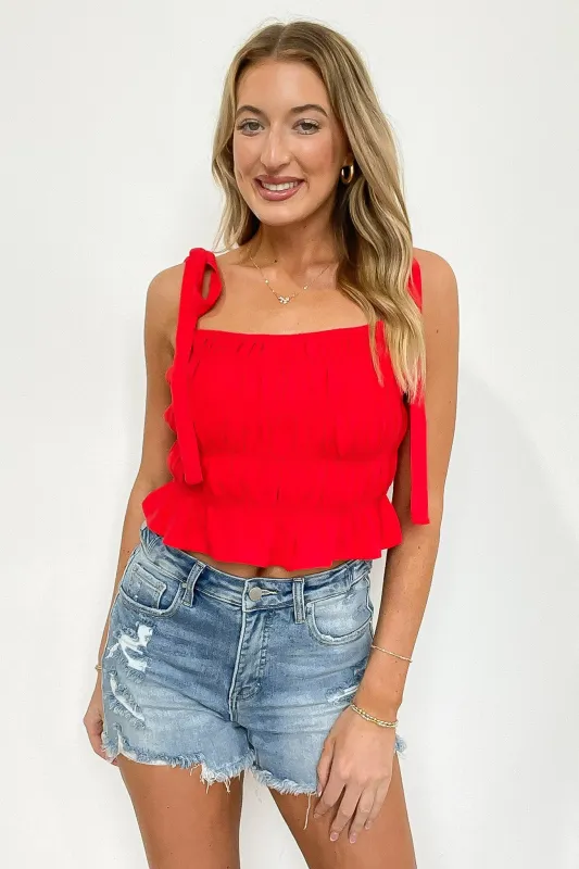 Sunset Sangria Smocked Tie-Strap Top - FINAL SALE sold by Madison + Mallory