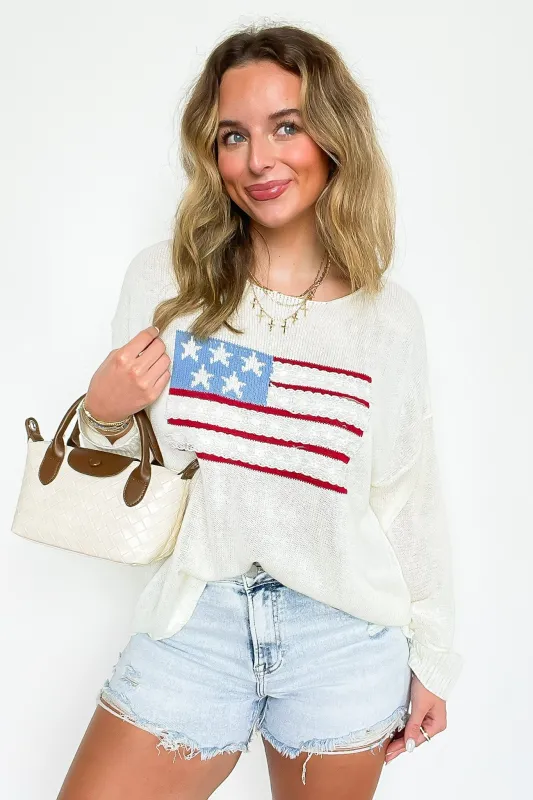 Americana Ease USA Flag Knit Sweater sold by Madison + Mallory