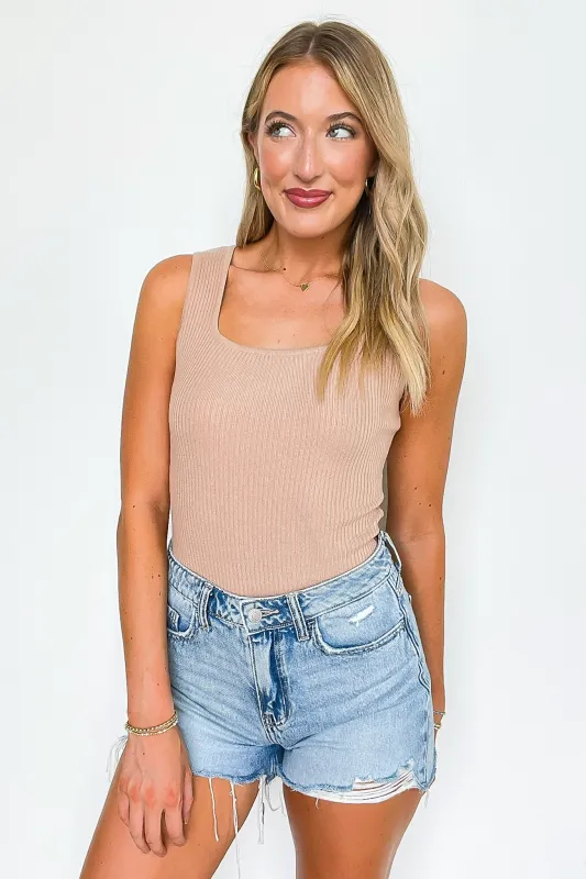 Sculpted Mood Square Neck Ribbed Bodysuit sold by Madison + Mallory