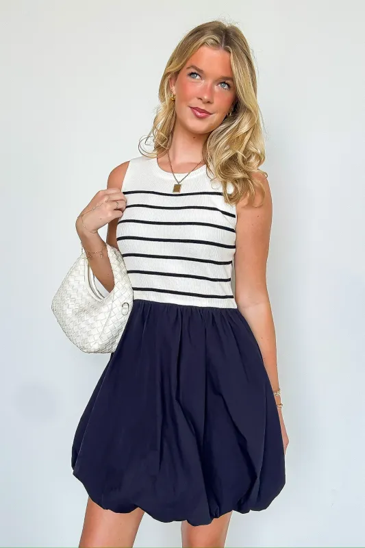 Aylie Striped Knit Bubble Hem Dress sold by Madison + Mallory