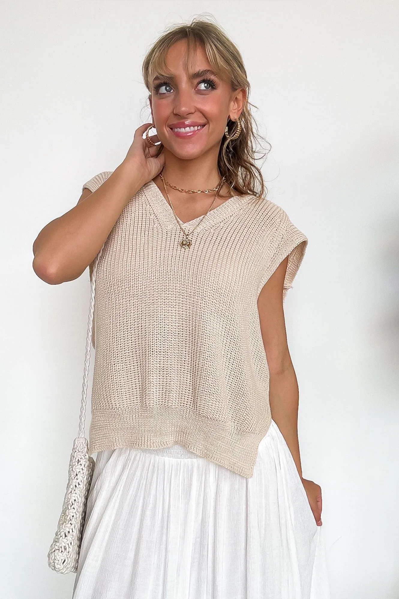 Good Days V-Neck Sleeveless Knit Top sold by Madison + Mallory