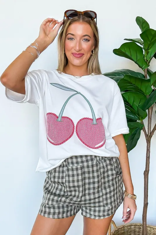 Cherry Picked Patchwork Cherry Top sold by Madison + Mallory