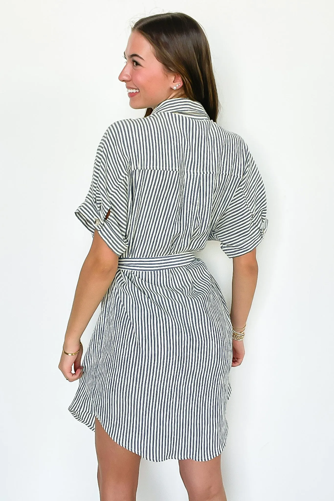 Lenah Striped Button Down Shirt Dress - FINAL SALE sold by Madison + Mallory product image thumbnail 5