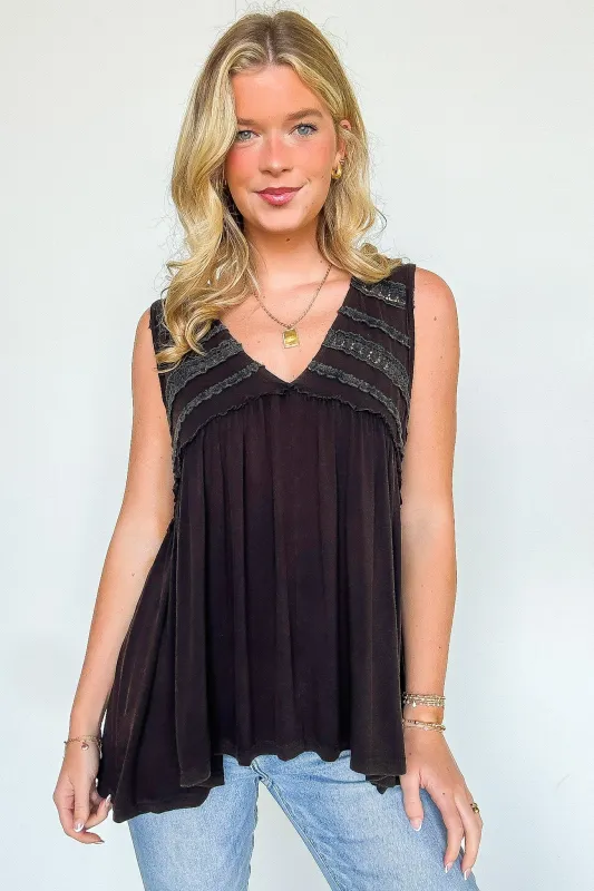 Golden Hour Crochet V-Neck Ruffle Tank Top - BACK IN STOCK sold by Madison + Mallory