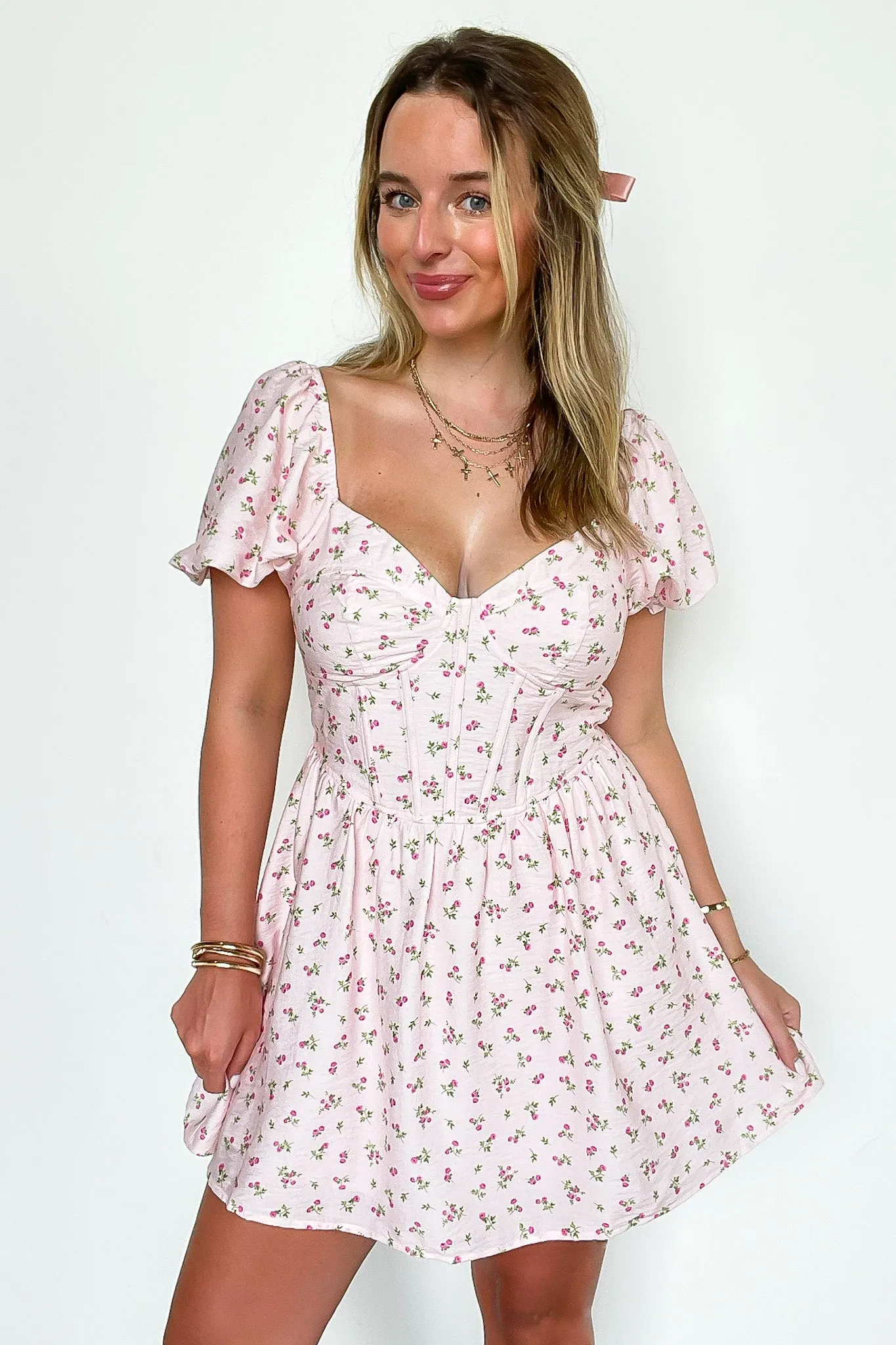 Evangeline Puff Sleeve Sweetheart Neckline Bustier Dress sold by Madison + Mallory product image thumbnail 4