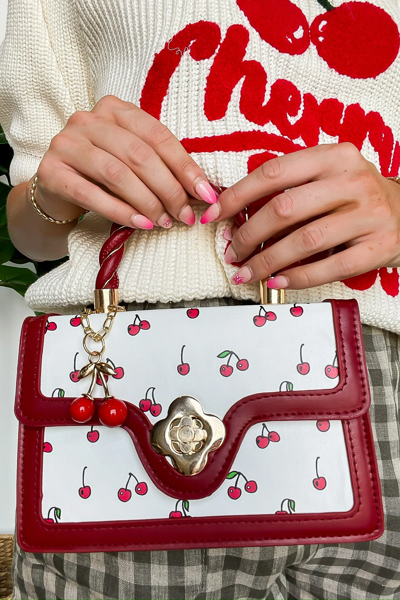 Cherry Red Vegan Leather Shoulder Hand Bag sold by Madison + Mallory product image thumbnail 2