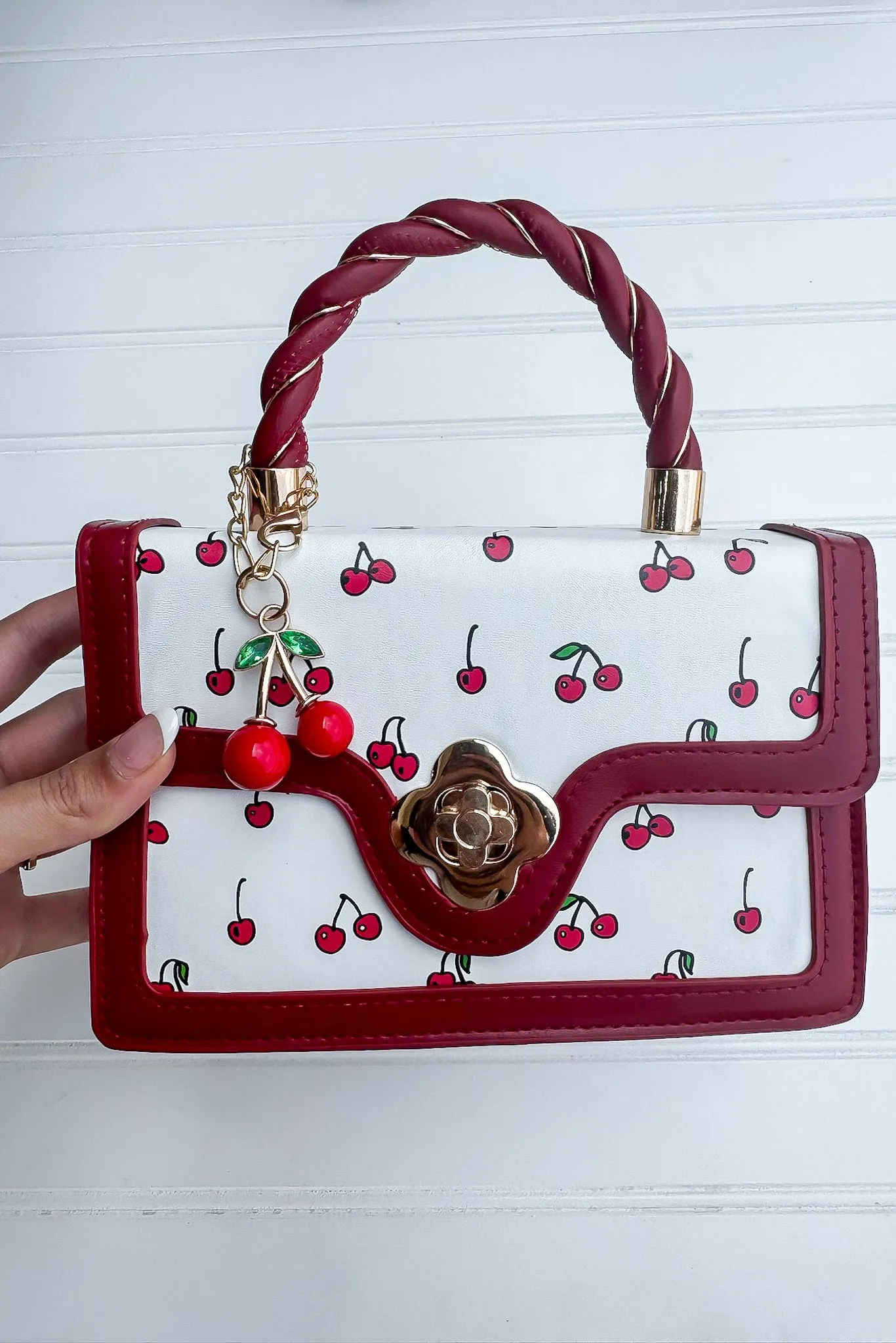 Cherry Red Vegan Leather Shoulder Hand Bag sold by Madison + Mallory product image thumbnail 3