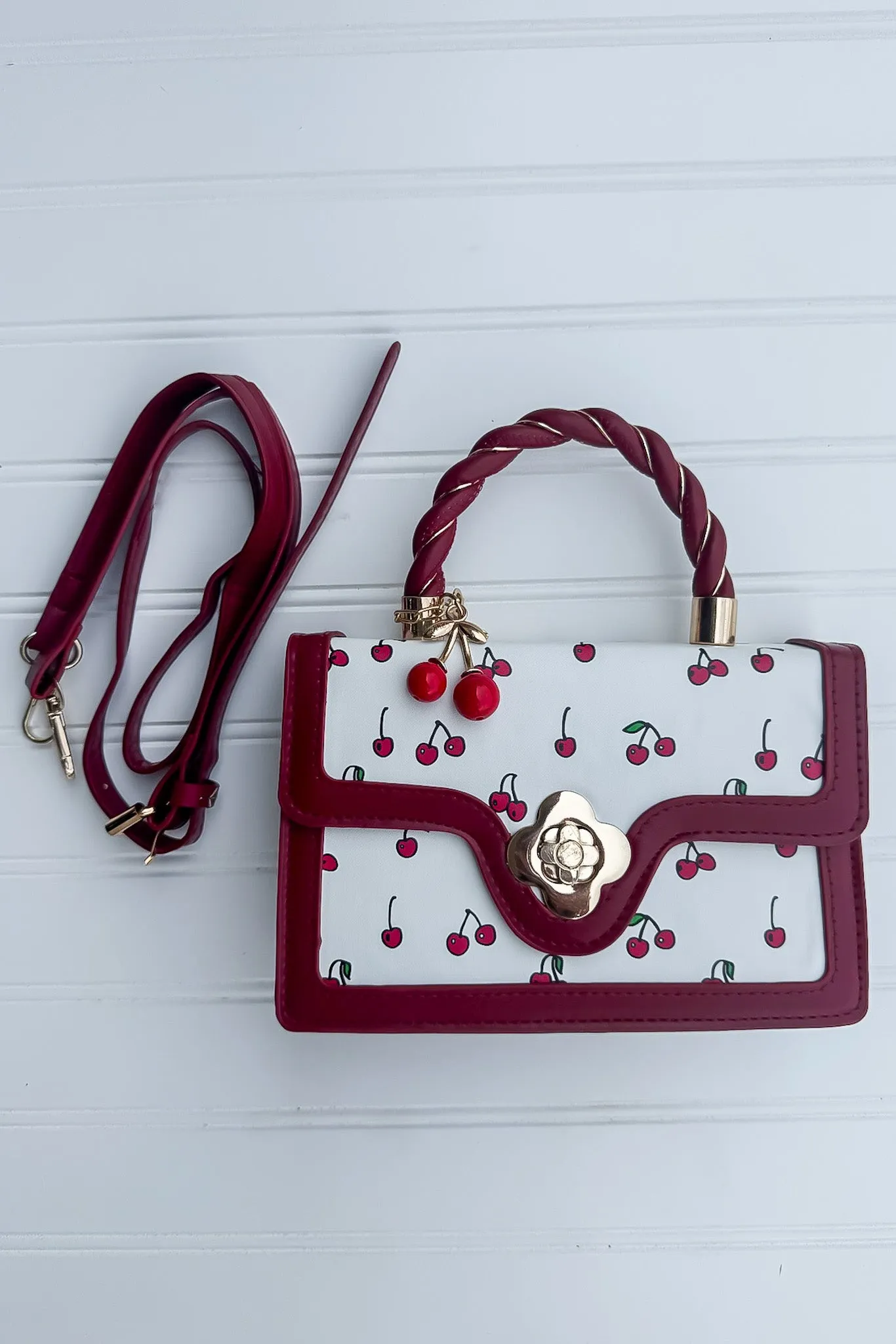 Cherry Red Vegan Leather Shoulder Hand Bag sold by Madison + Mallory product image thumbnail 5