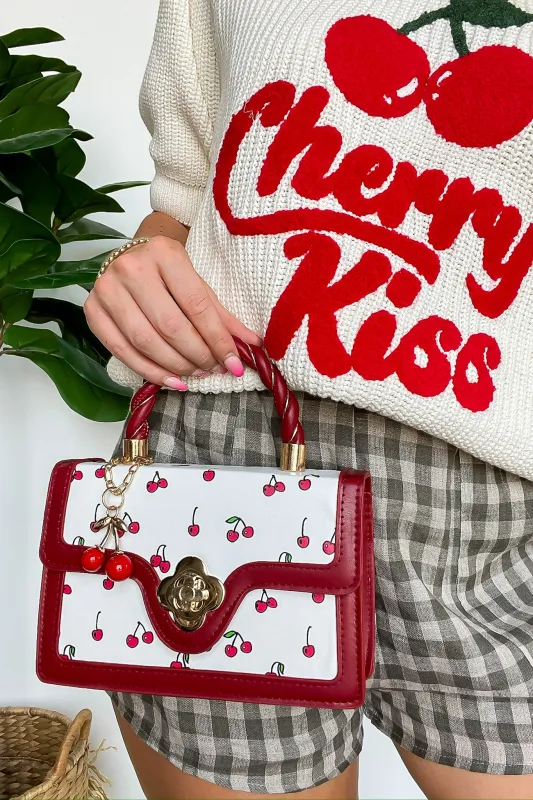 Cherry Red Vegan Leather Shoulder Hand Bag sold by Madison + Mallory