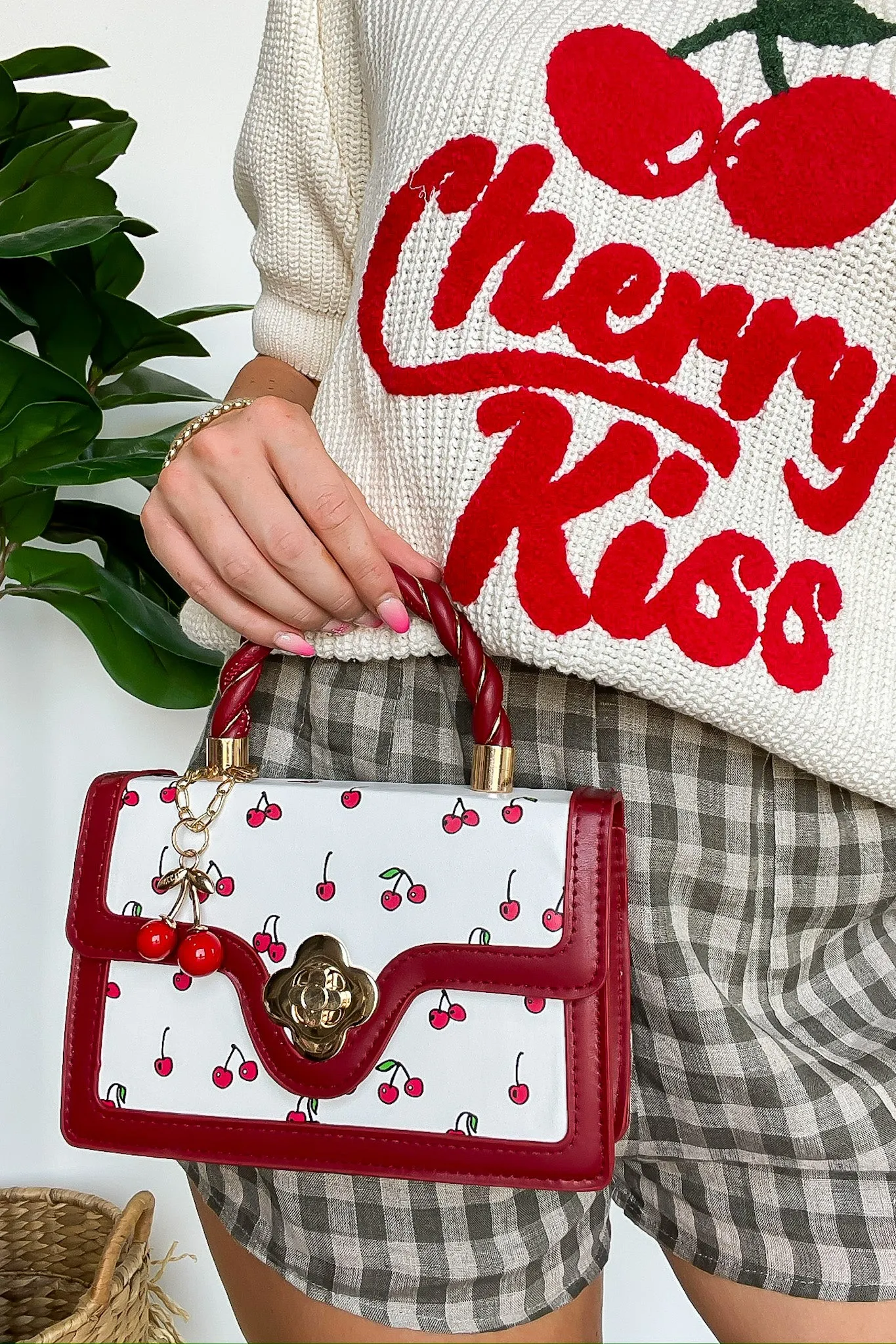 Cherry Red Vegan Leather Shoulder Hand Bag sold by Madison + Mallory