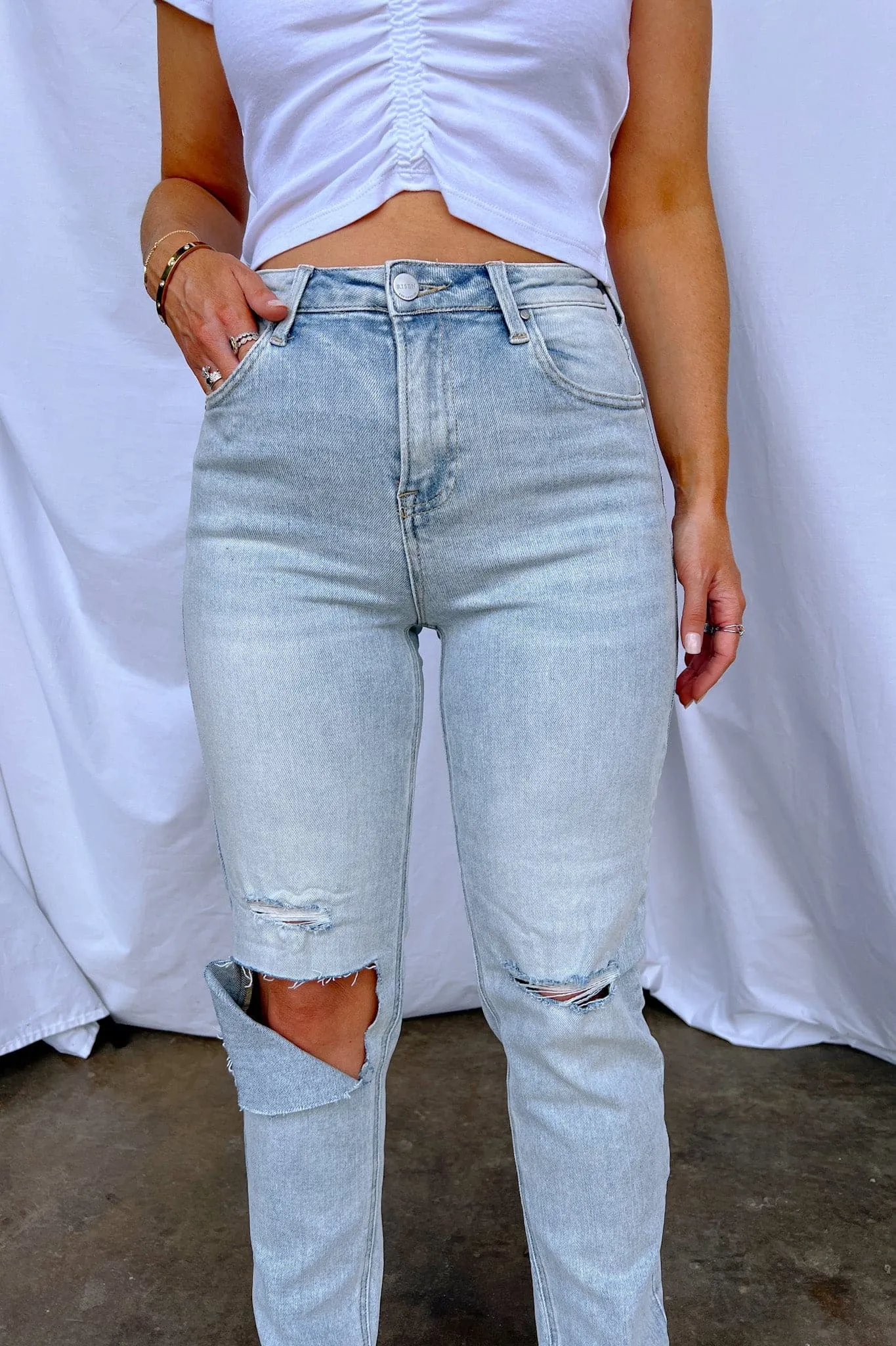 Reinah High Rise Distressed Relaxed Jeans - FINAL SALE sold by Madison + Mallory product image thumbnail 3