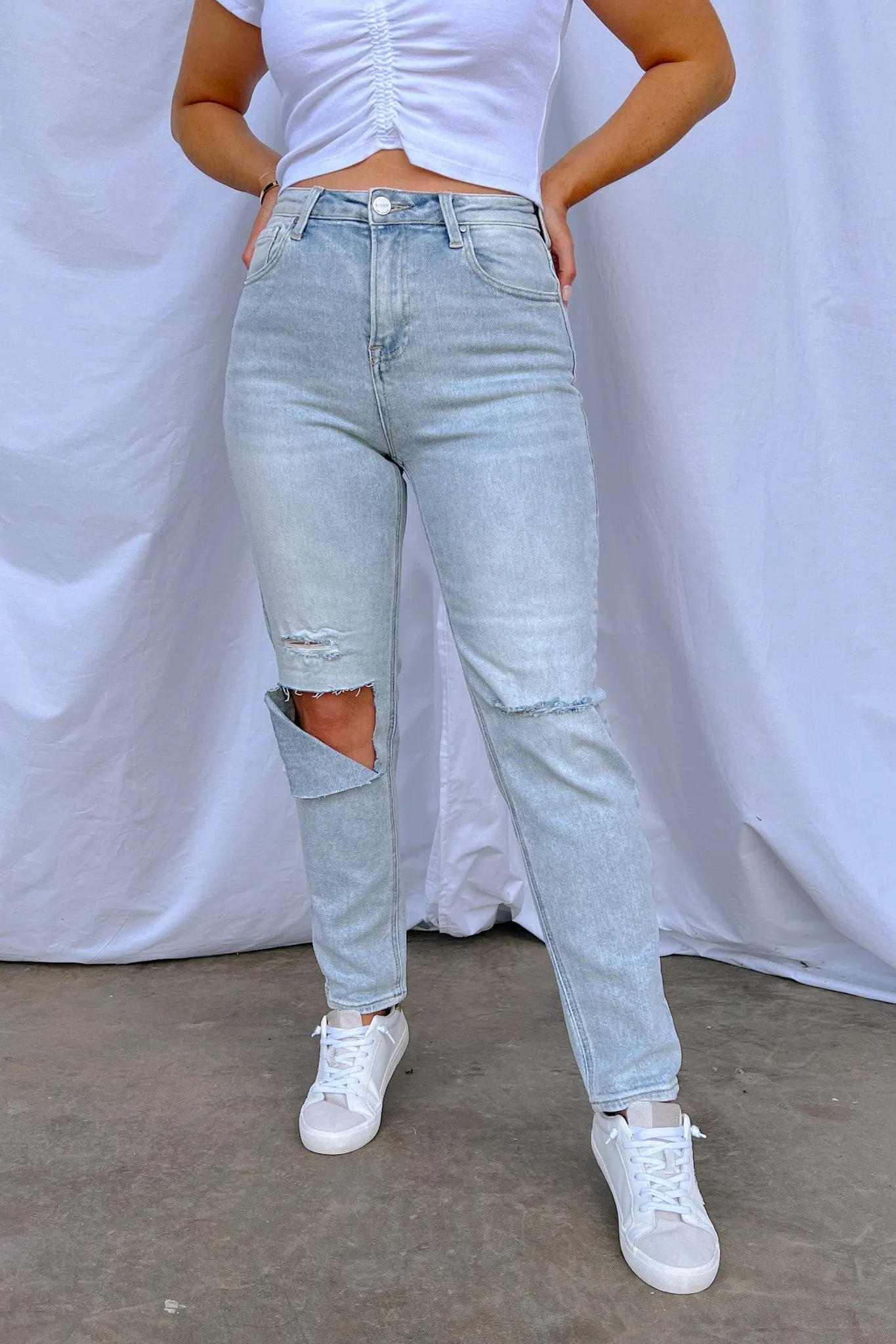 Reinah High Rise Distressed Relaxed Jeans - FINAL SALE sold by Madison + Mallory product image thumbnail 2