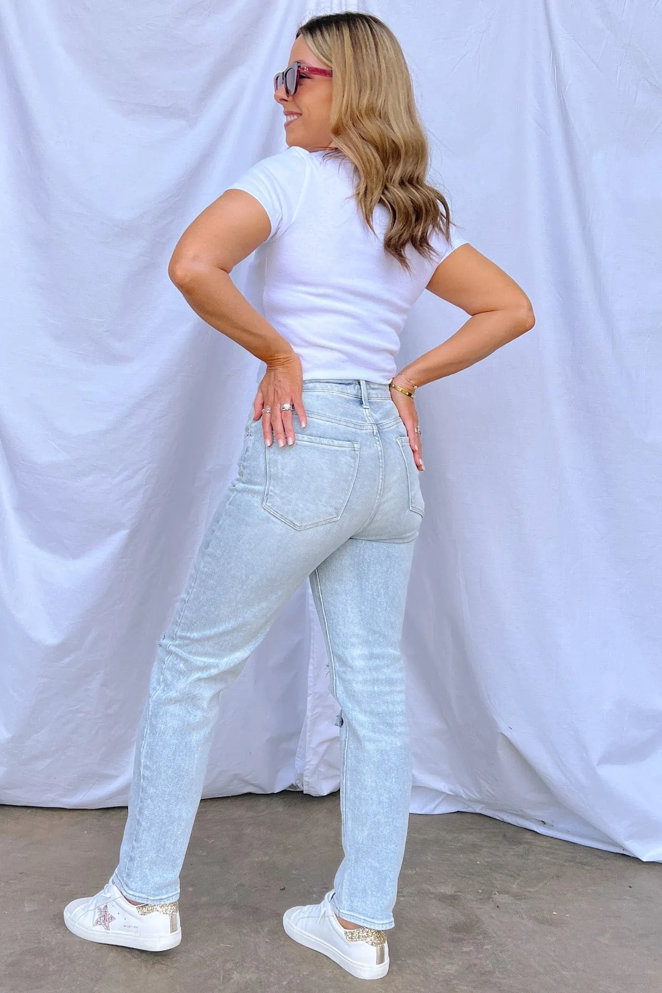 Reinah High Rise Distressed Relaxed Jeans - FINAL SALE sold by Madison + Mallory product image thumbnail 4