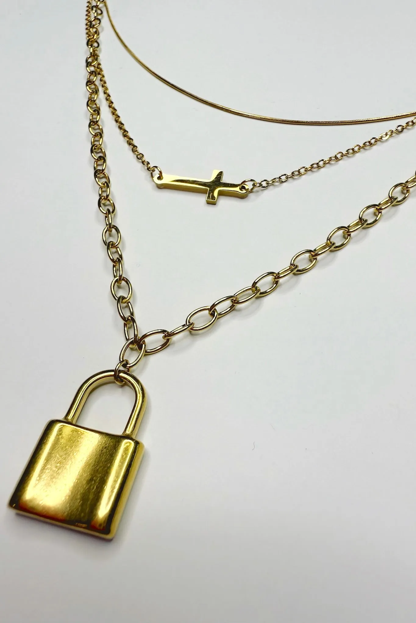 18K Divine Lock Cross Layered Necklace sold by Madison + Mallory product image thumbnail 3
