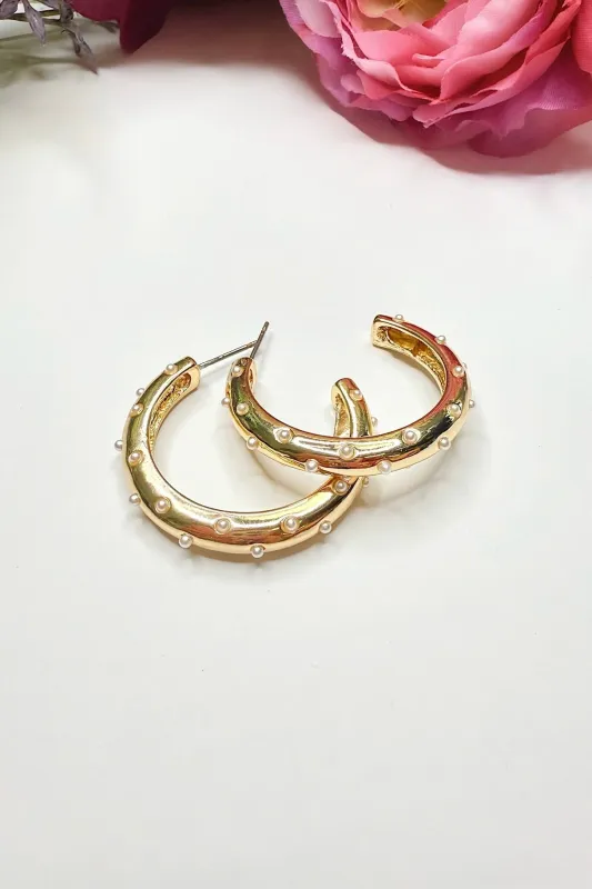 Lustre Loop Pearl Hoop Earrings sold by Madison + Mallory