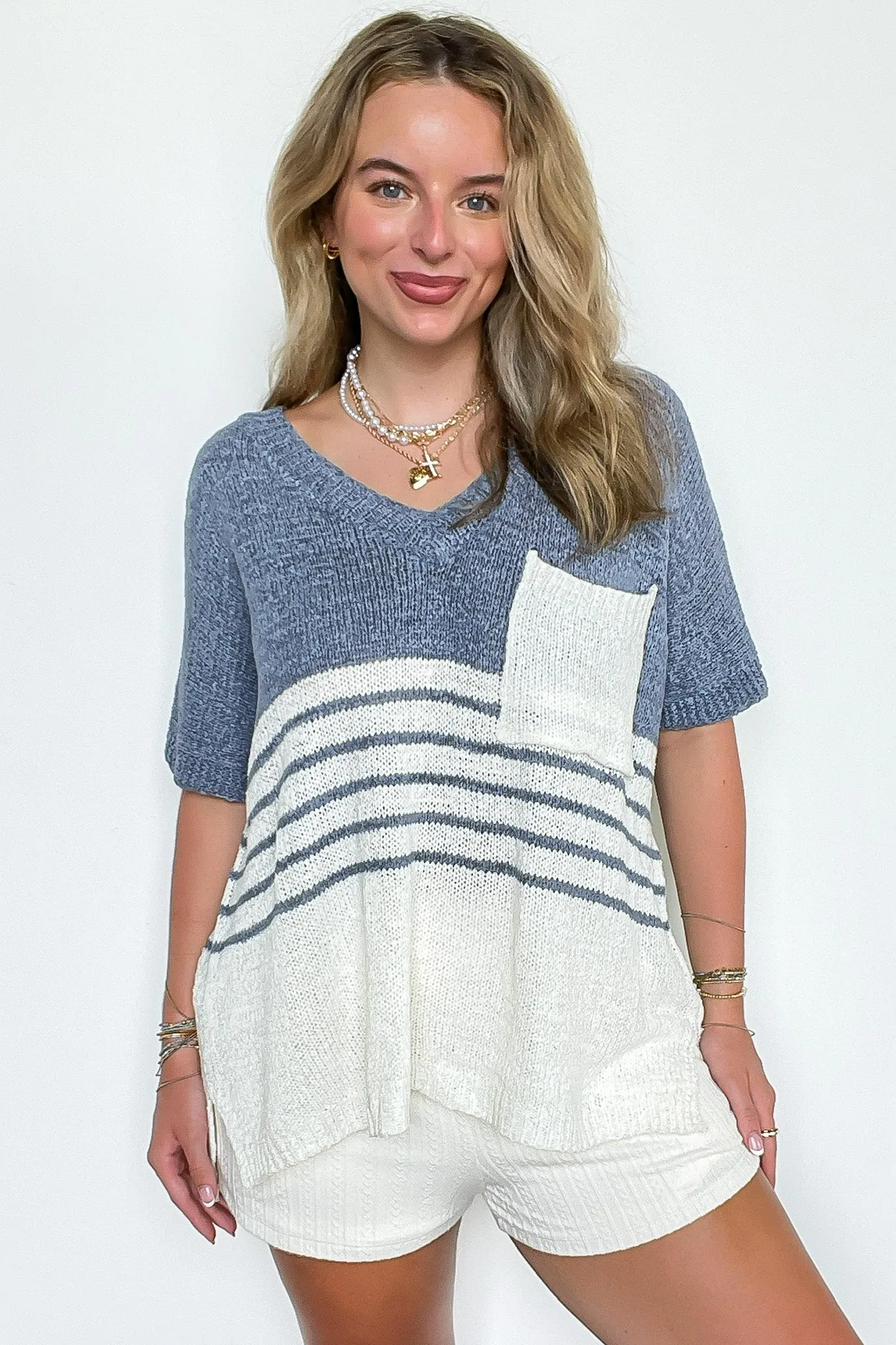 Stripe Story Color Block Sweater Top sold by Madison + Mallory product image thumbnail 3