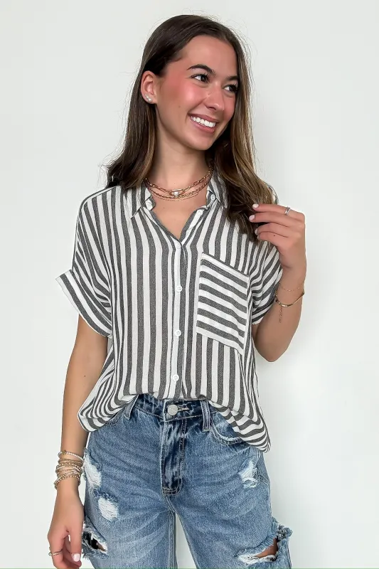 The Hamptons Striped Short Sleeve Shirt sold by Madison + Mallory
