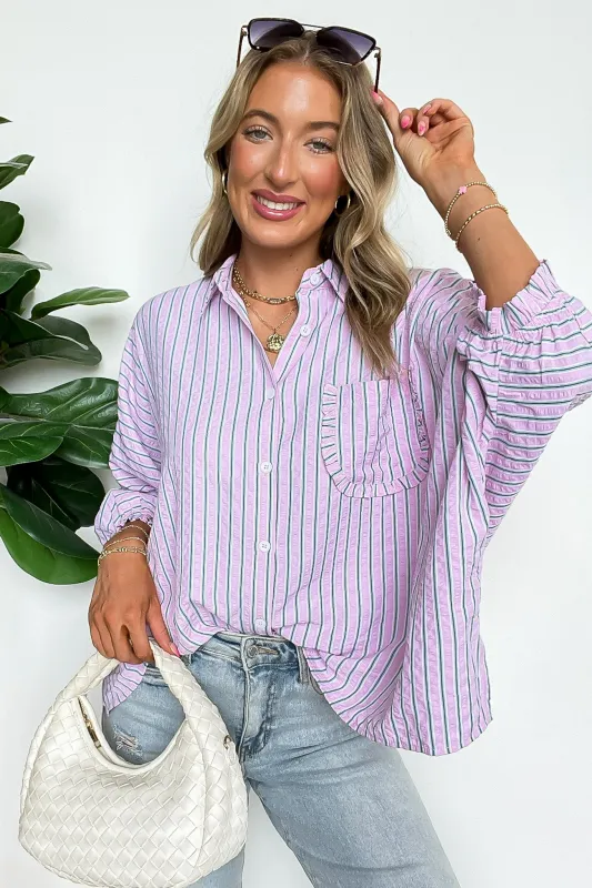 All About It Striped Button Down Top - FINAL S ALE sold by Madison + Mallory