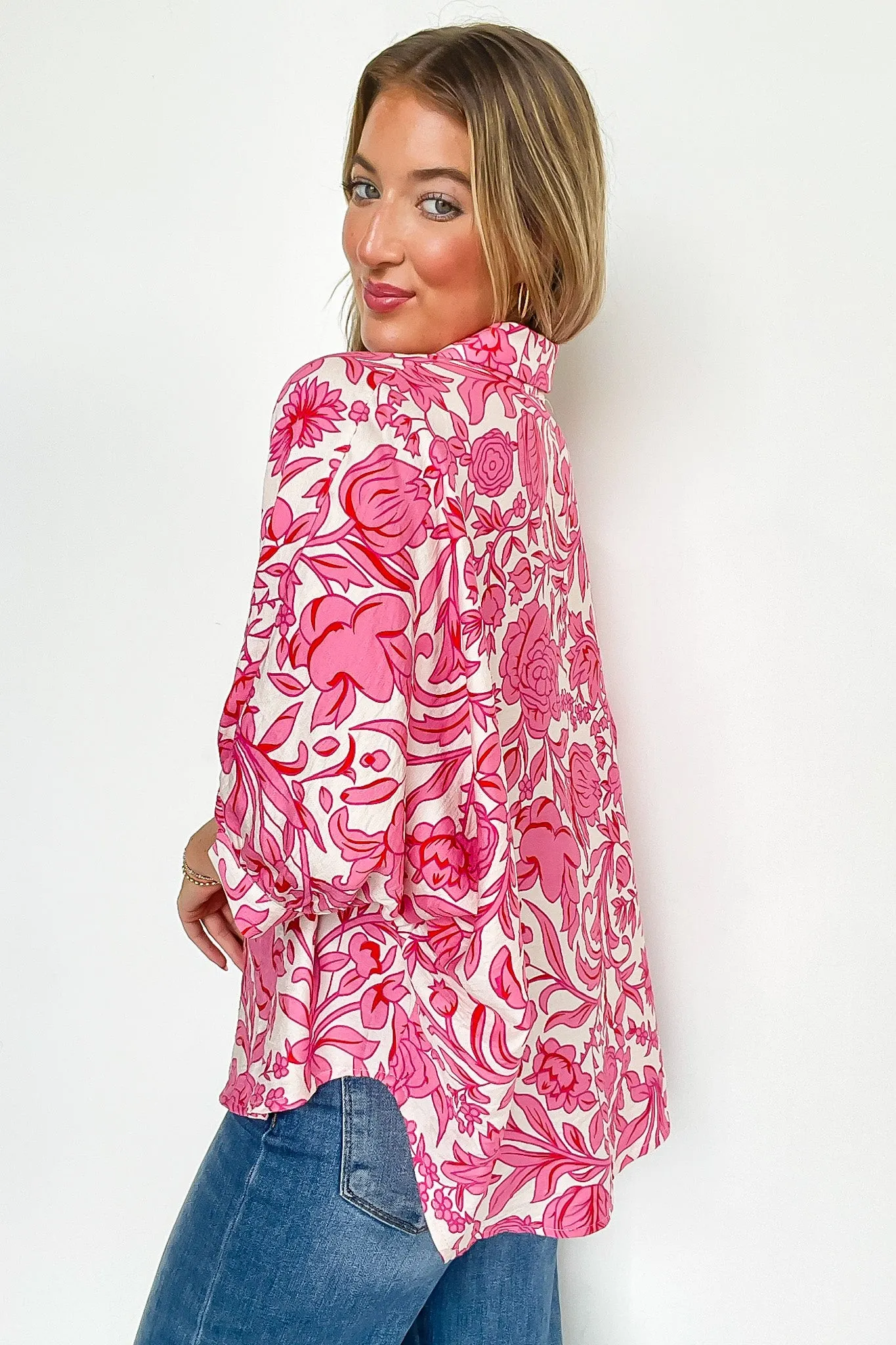 Bloom Ease Floral Print Short Dolman Sleeves Blouse sold by Madison + Mallory product image thumbnail 5