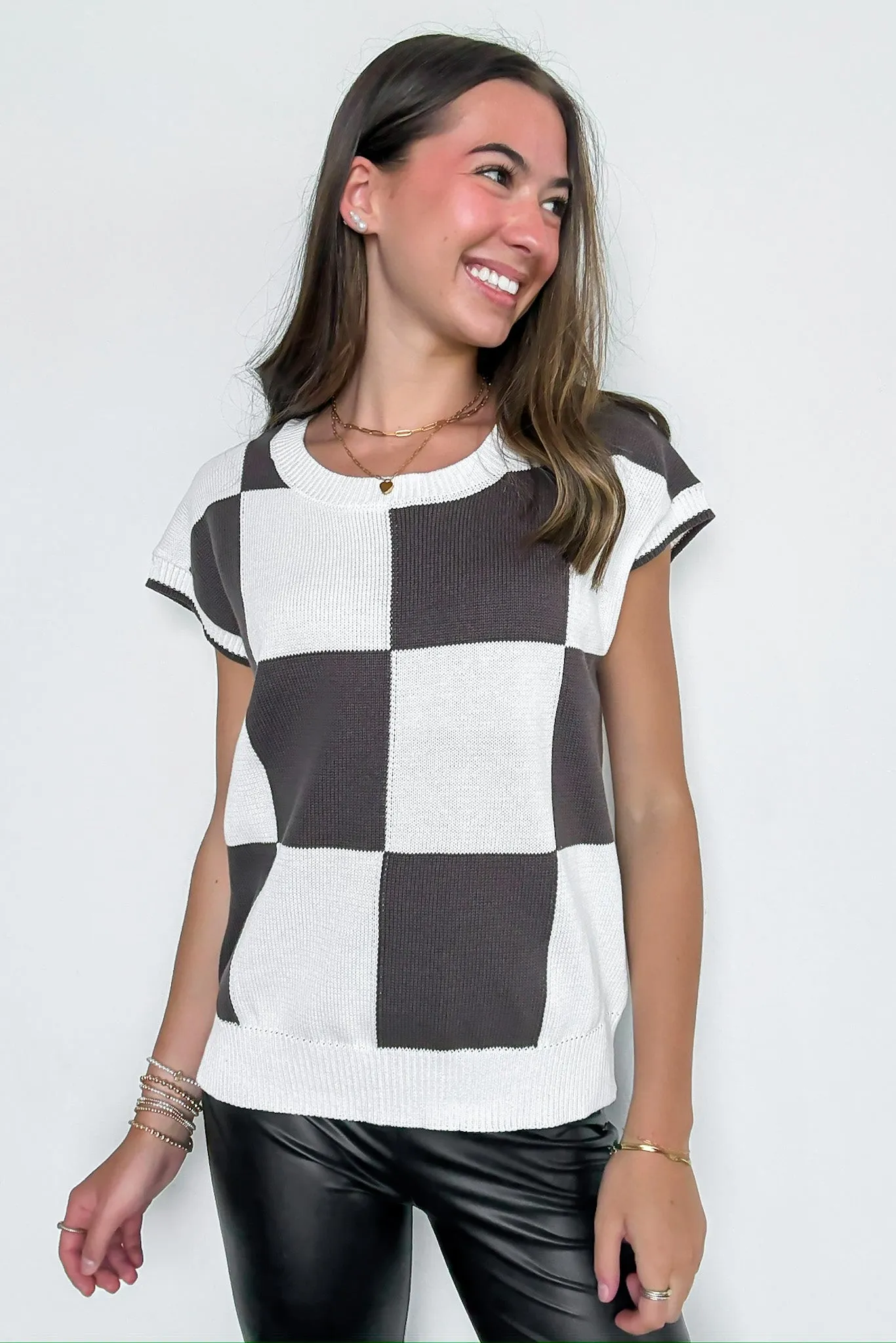 Boxed In Check Knit Top - FINAL SALE sold by Madison + Mallory product image thumbnail 5