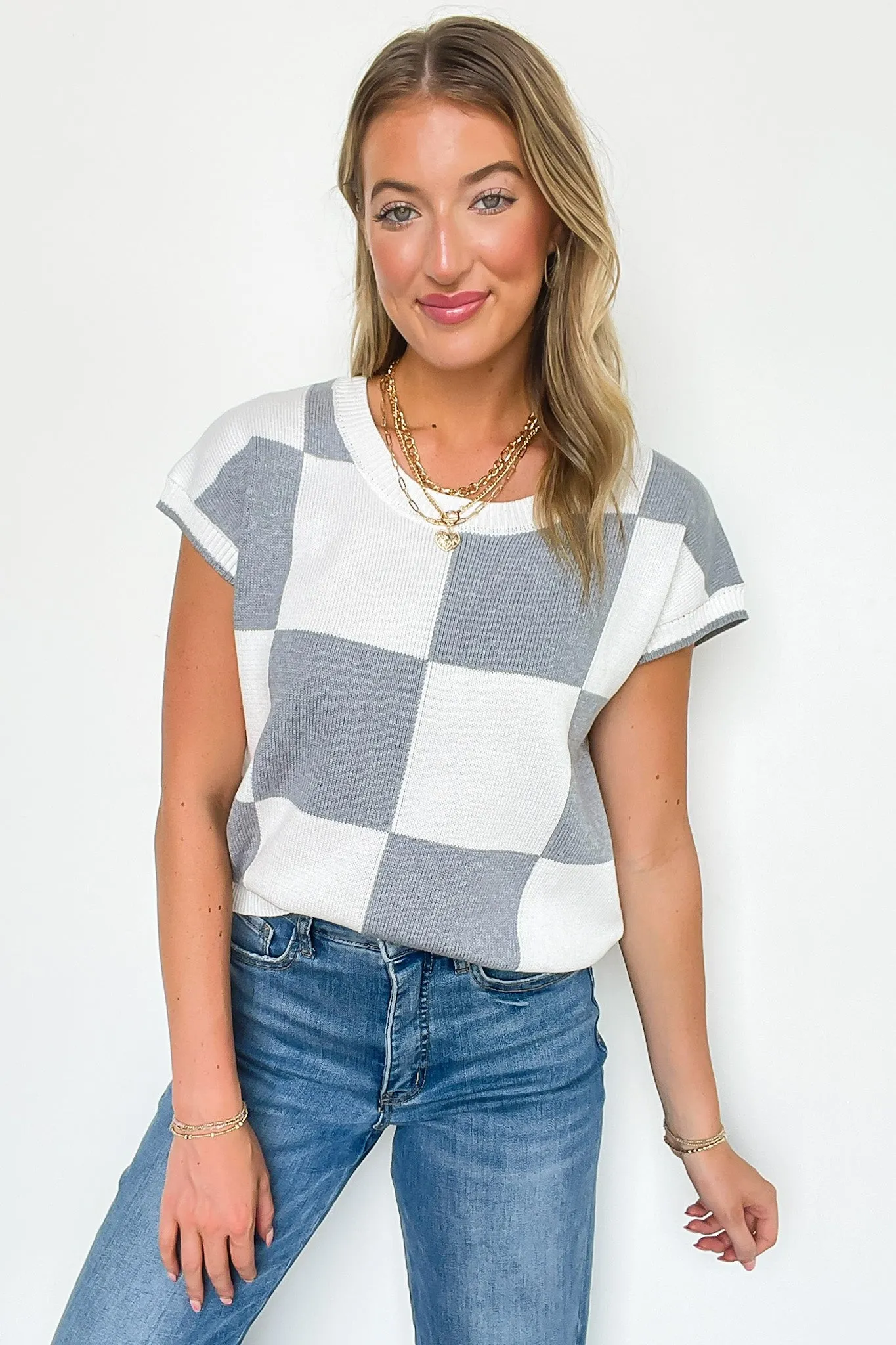 Boxed In Check Knit Top - FINAL SALE sold by Madison + Mallory product image thumbnail 2
