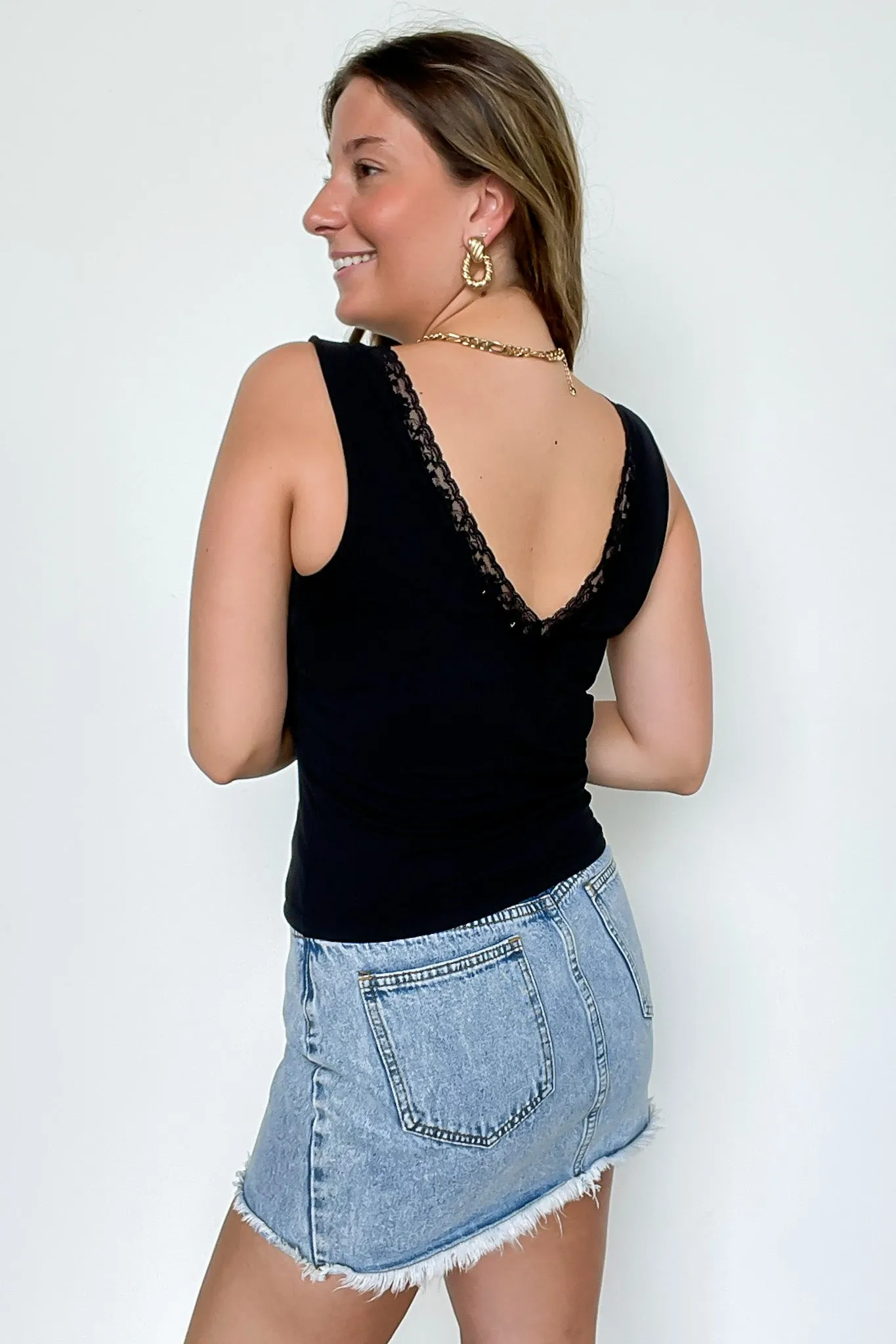 Laced In V-Neck Lace Trim Tank Top sold by Madison + Mallory product image thumbnail 5
