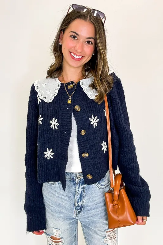 Cottage Bloom Floral Knit Collared Cardigan - FINAL SALE sold by Madison + Mallory