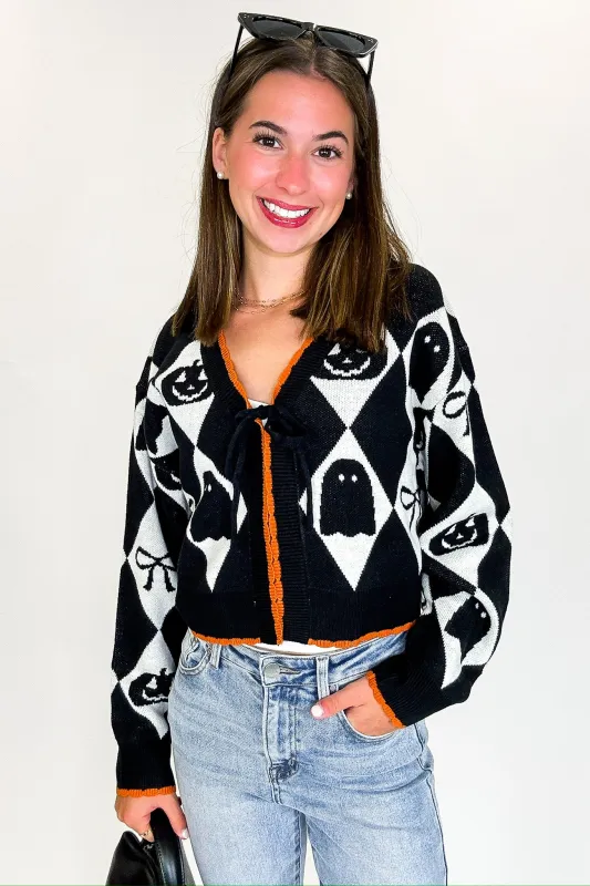 Ghoul Grid Argyle Knit Cardigan sold by Madison + Mallory