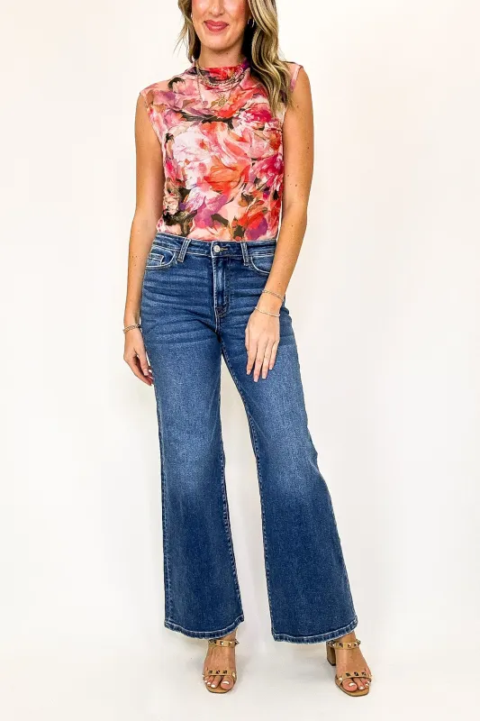 Indigo Ease High Rise Wide Leg Jeans sold by Madison + Mallory