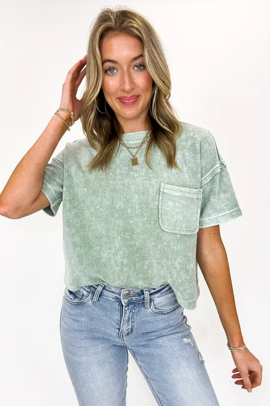 Washed Ease Ribbed Short Sleeve Pocket Tee sold by Madison + Mallory