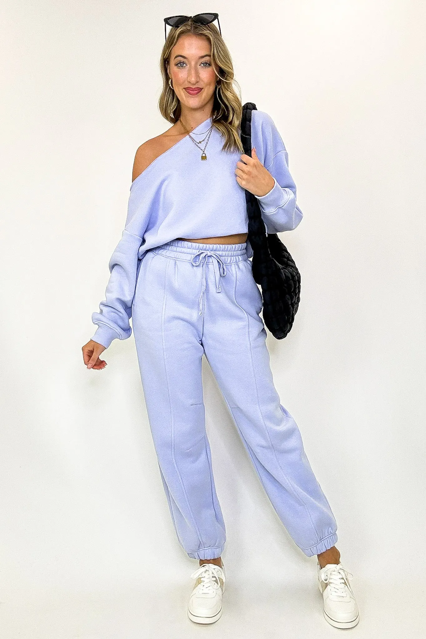 Cozy Drape French Terry Fleece Off Shoulder Sweatshirt sold by Madison + Mallory product image thumbnail 5