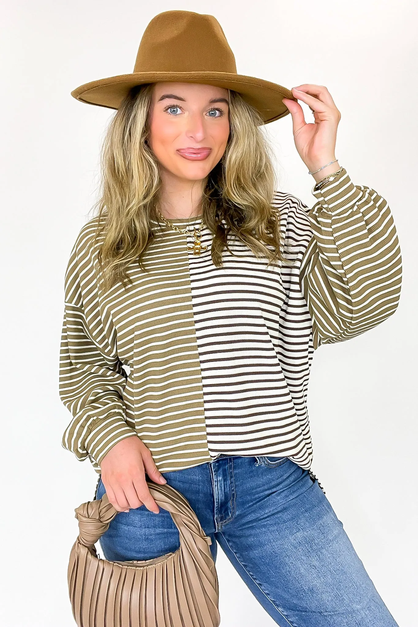 Chai and Chill Stripe Knit Drop Shoulder Top sold by Madison + Mallory product image thumbnail 2