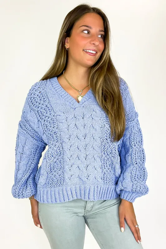 Heritage Knit V-Neck Cable Sweater sold by Madison + Mallory