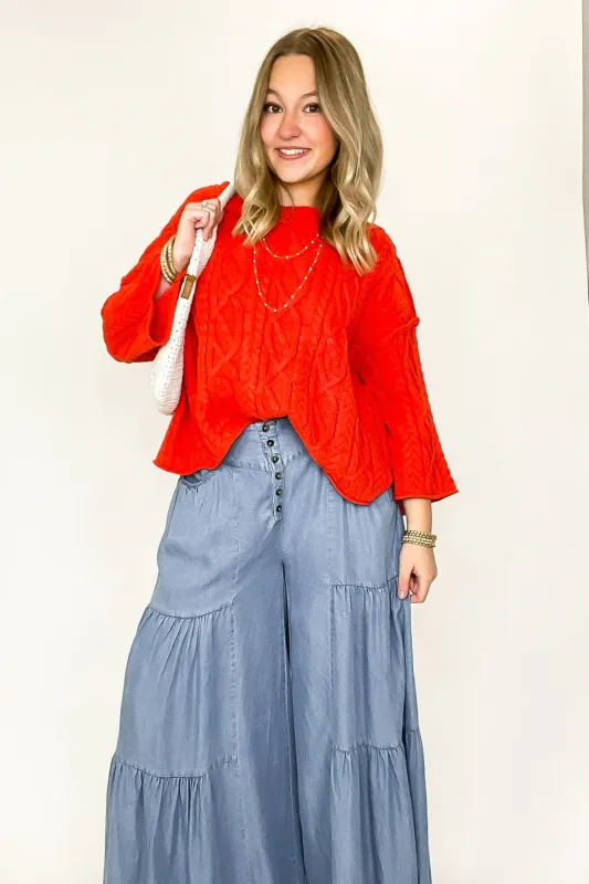 Cozy Thread Relaxed Cable Knit Sweater sold by Madison + Mallory