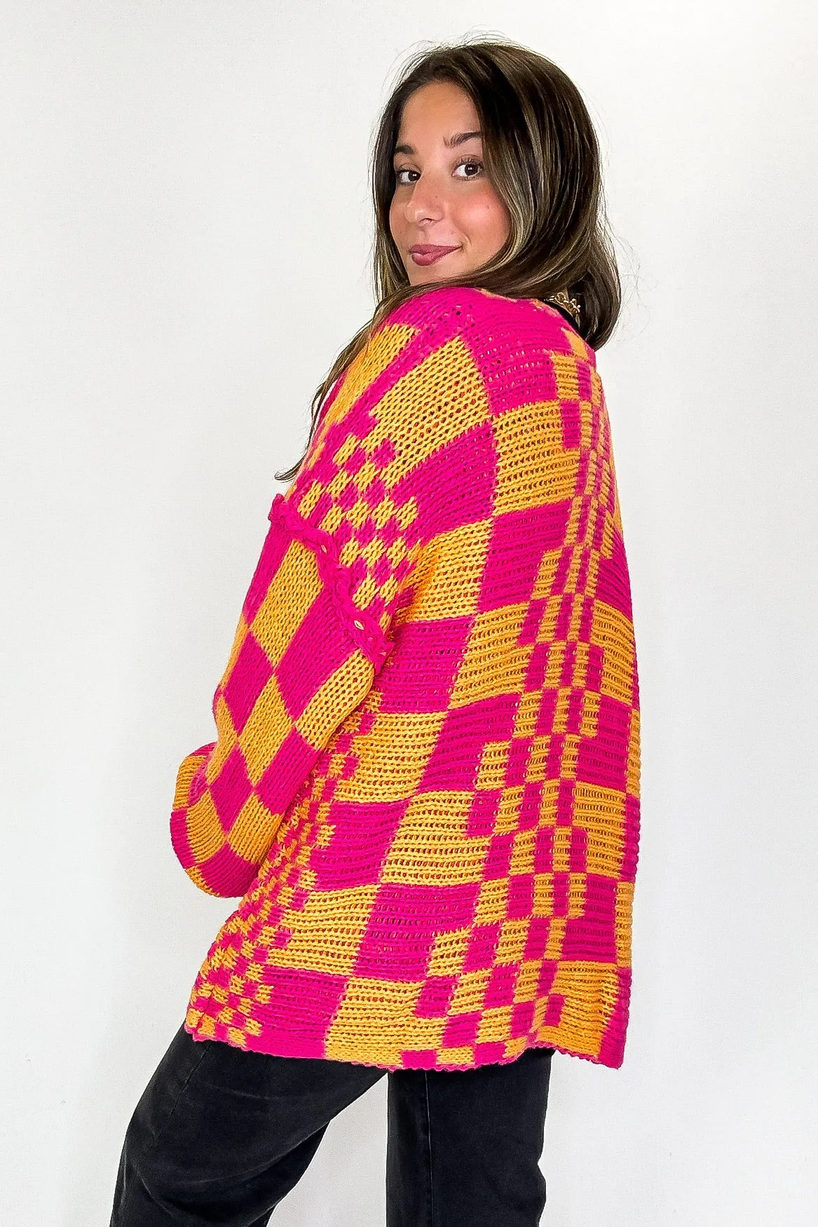 The Vibe Check Mixed Pattern Loose Fit Chunky Cardigan - FINAL SALE sold by Madison + Mallory product image thumbnail 4