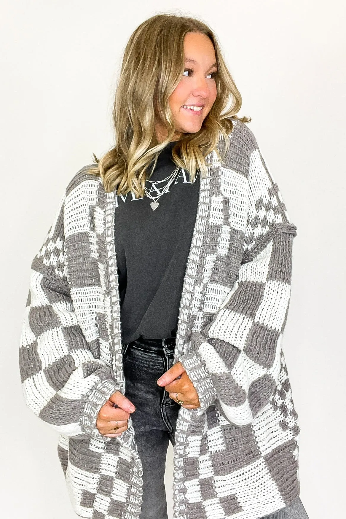 The Vibe Check Mixed Pattern Loose Fit Chunky Cardigan - FINAL SALE sold by Madison + Mallory product image thumbnail 3