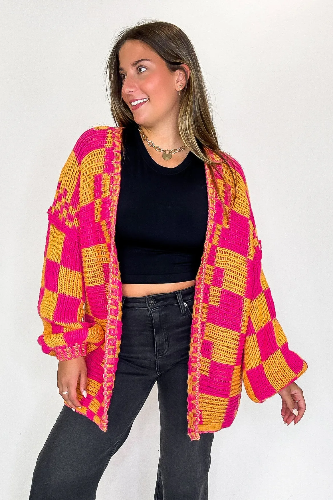 The Vibe Check Mixed Pattern Loose Fit Chunky Cardigan - FINAL SALE sold by Madison + Mallory product image thumbnail 2
