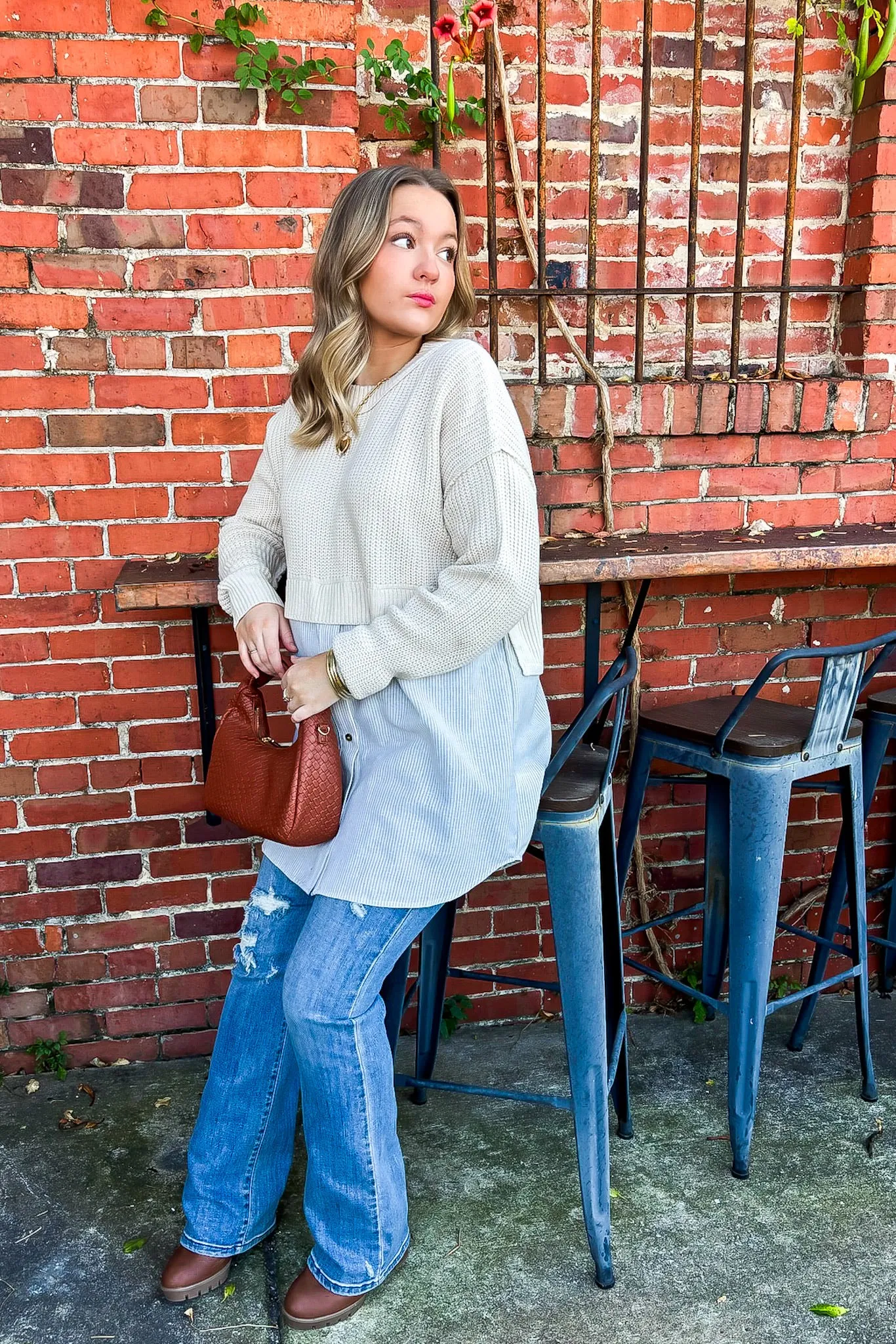 Split Seconds Knit and Button Down Top sold by Madison + Mallory product image thumbnail 3