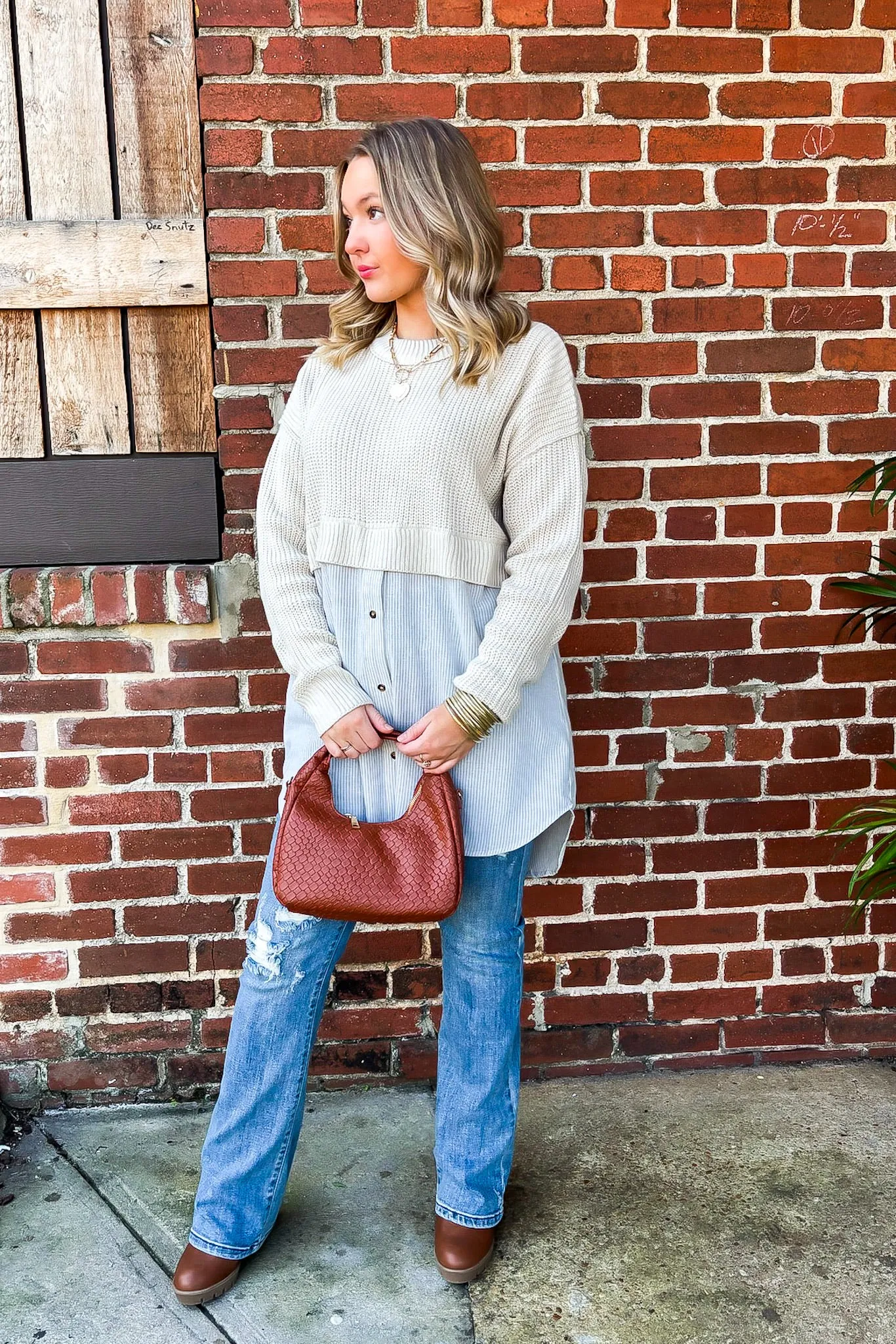 Split Seconds Knit and Button Down Top sold by Madison + Mallory product image thumbnail 5