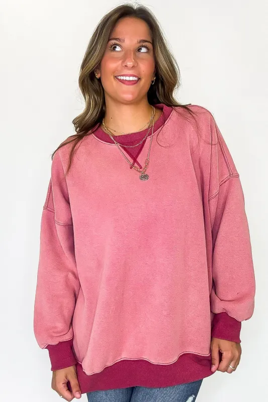 The Cozy Core Ribbed Washed Fleece Oversized Sweatshirt sold by Madison + Mallory
