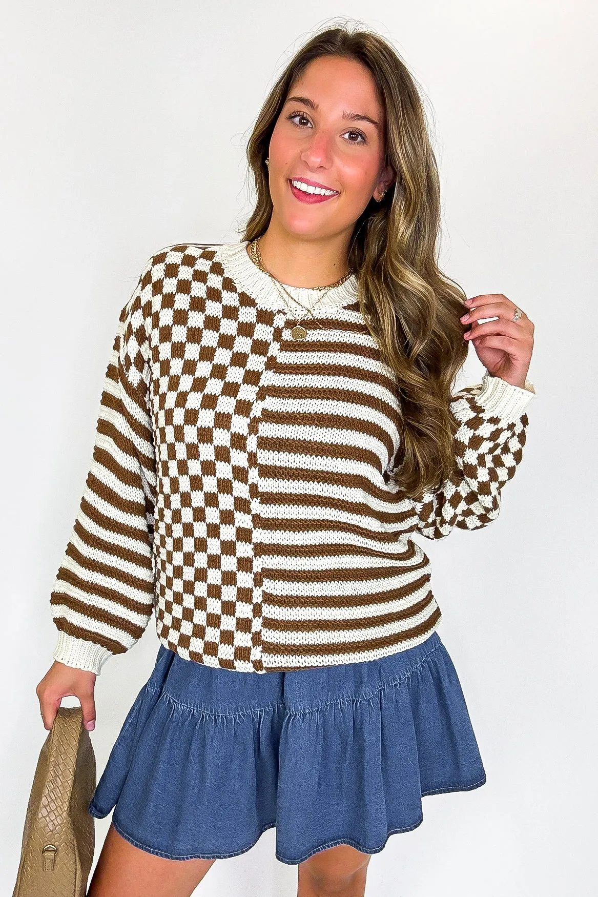Check & Stripe Knit Sweater - FINAL SALE sold by Madison + Mallory product image thumbnail 2