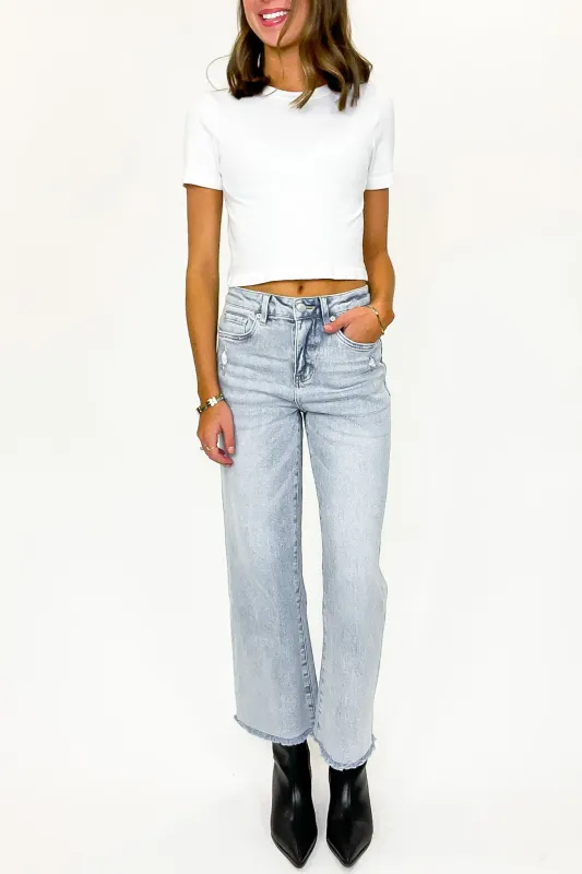 Summit High Rise Ankle Wide Leg Jeans sold by Madison + Mallory