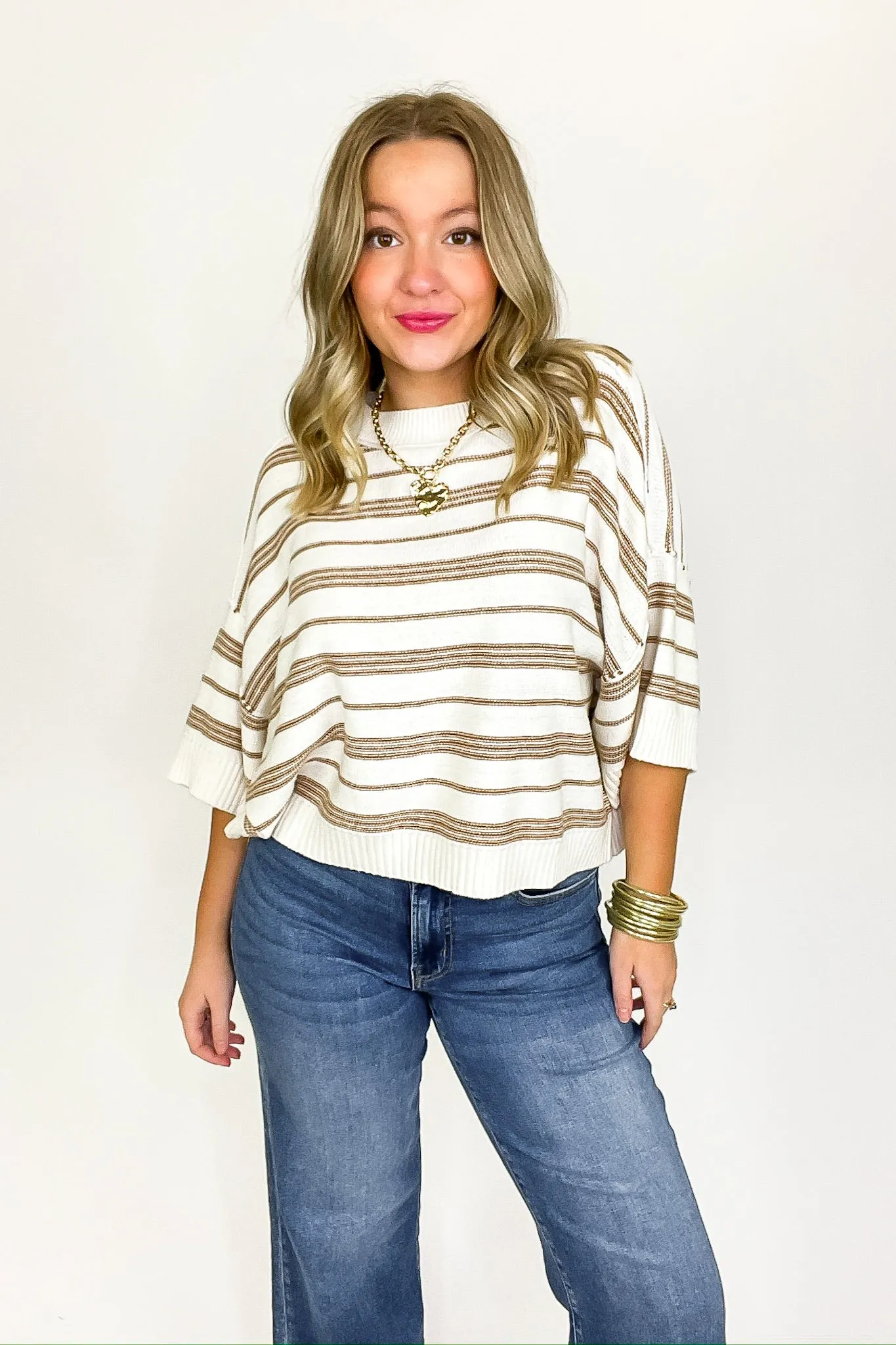 Luxe Line Striped 3/4 Knit Top sold by Madison + Mallory product image thumbnail 2