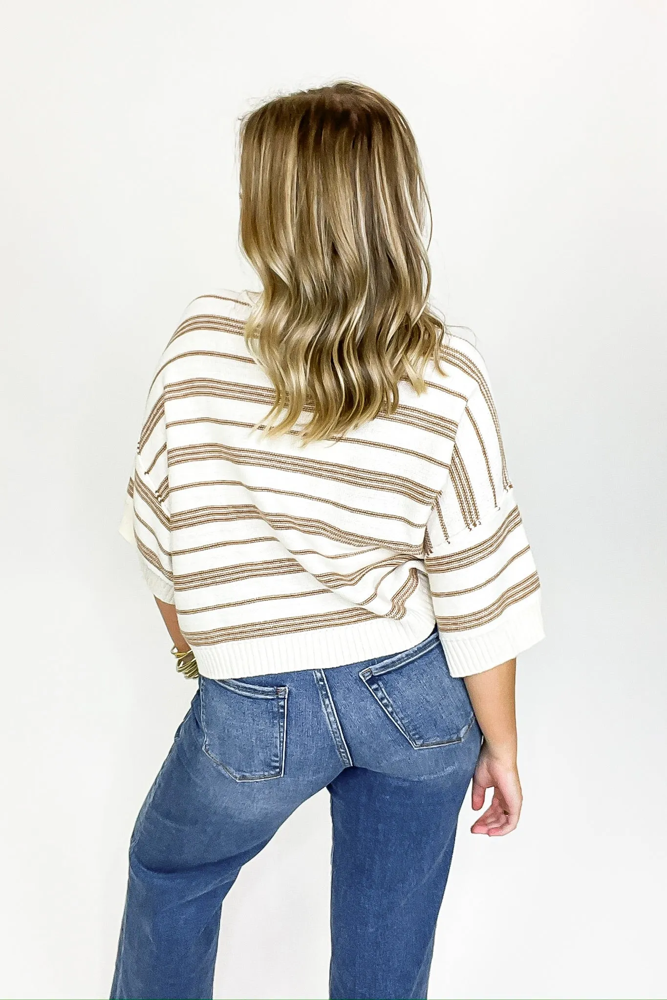 Luxe Line Striped 3/4 Knit Top sold by Madison + Mallory product image thumbnail 3