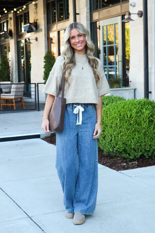 Luxe Leisure Drawstring Elastic Waist Denim Pants sold by Madison + Mallory