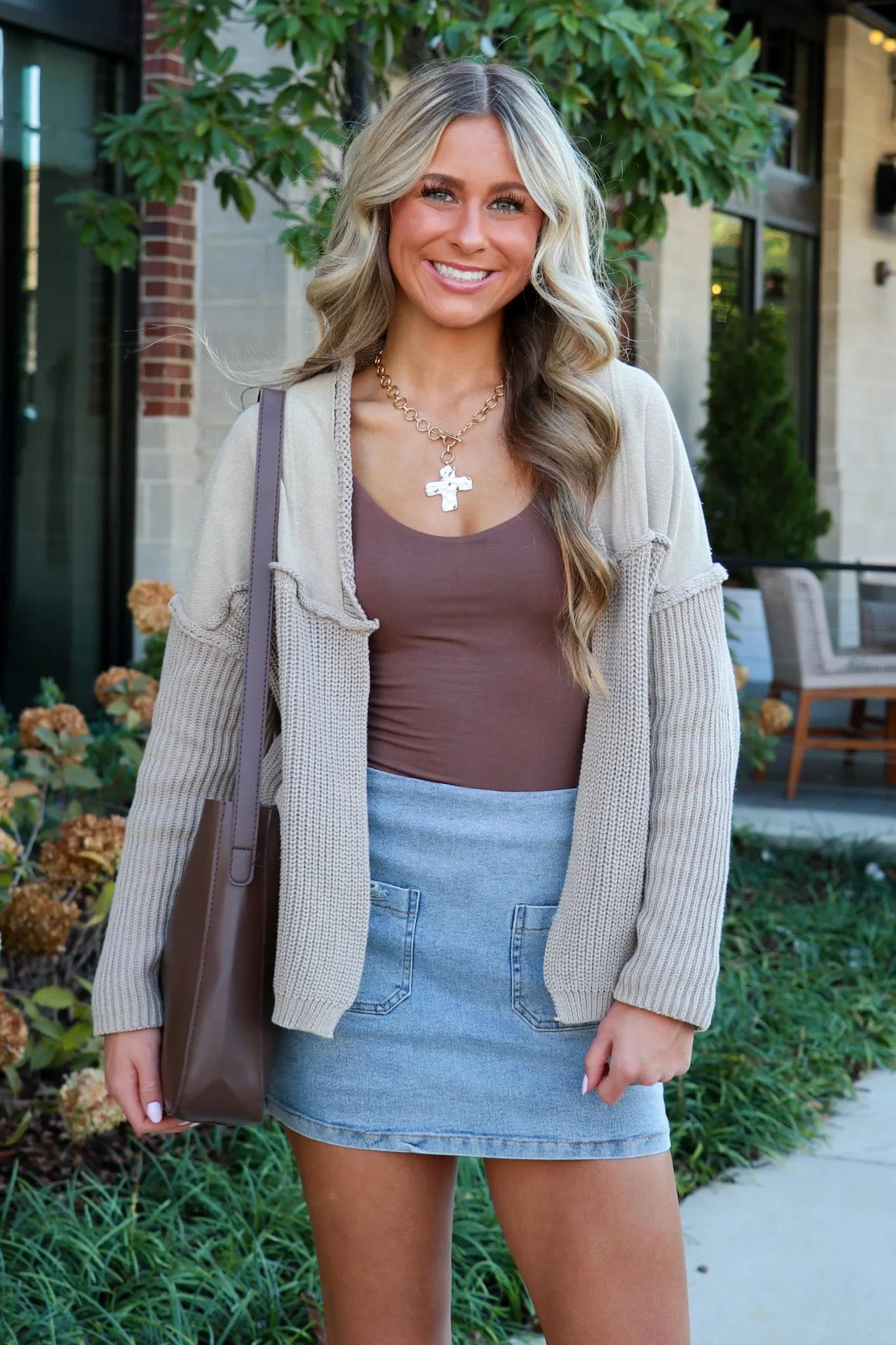 Texture & Tone Knit Contrast Cardigan - FINAL SALE sold by Madison + Mallory product image thumbnail 4