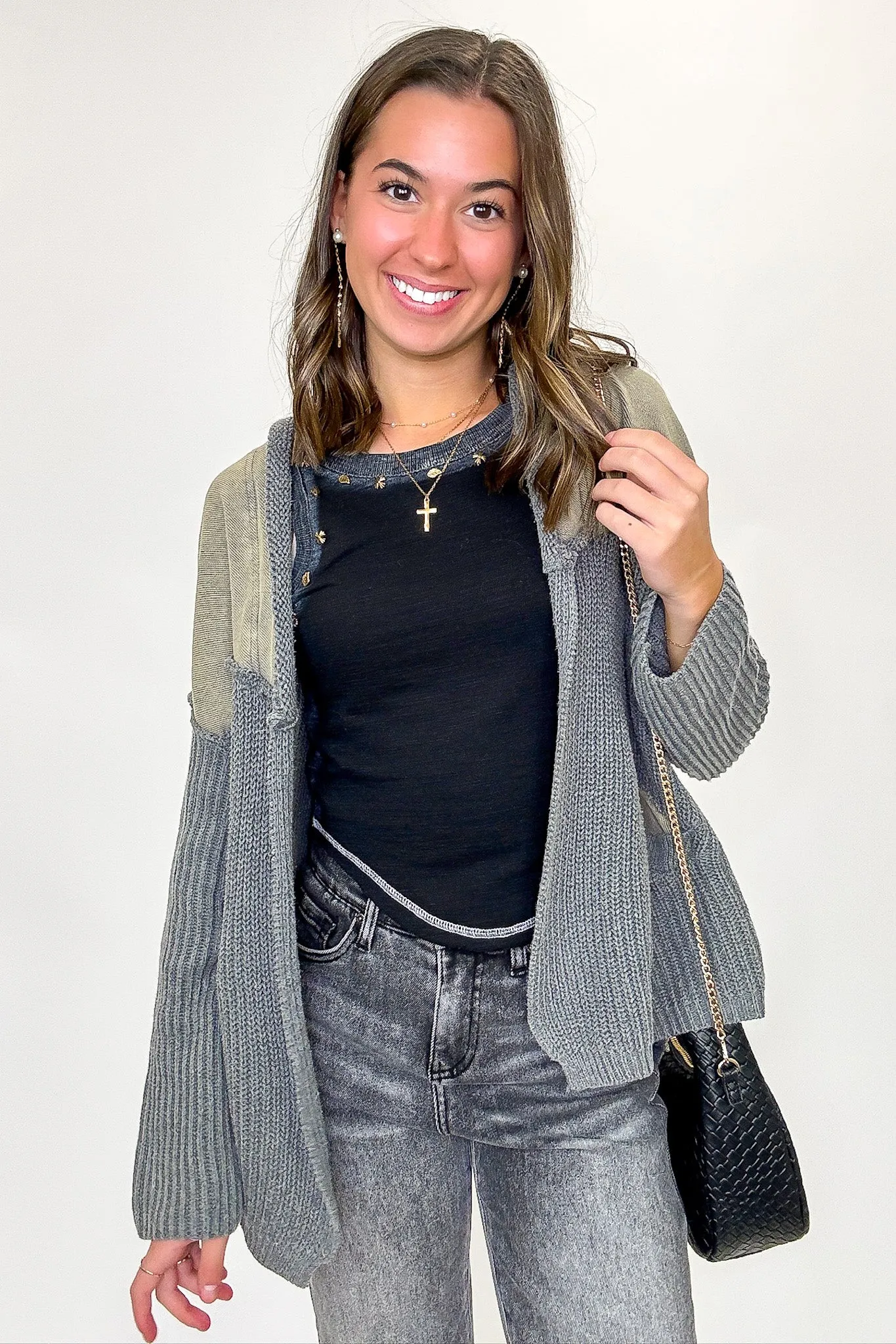 Texture & Tone Knit Contrast Cardigan - FINAL SALE sold by Madison + Mallory product image thumbnail 3