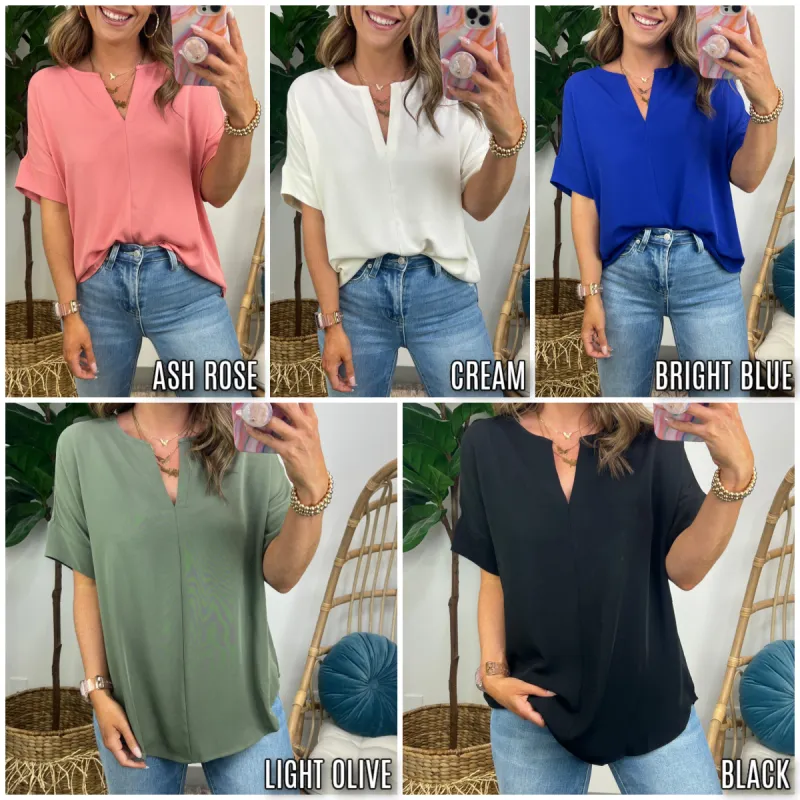 Rheya Split Henley Top - BACK IN STOCK sold by Madison + Mallory