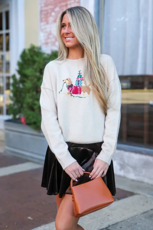 Festive Pup Holiday Knit Sweater sold by Madison + Mallory